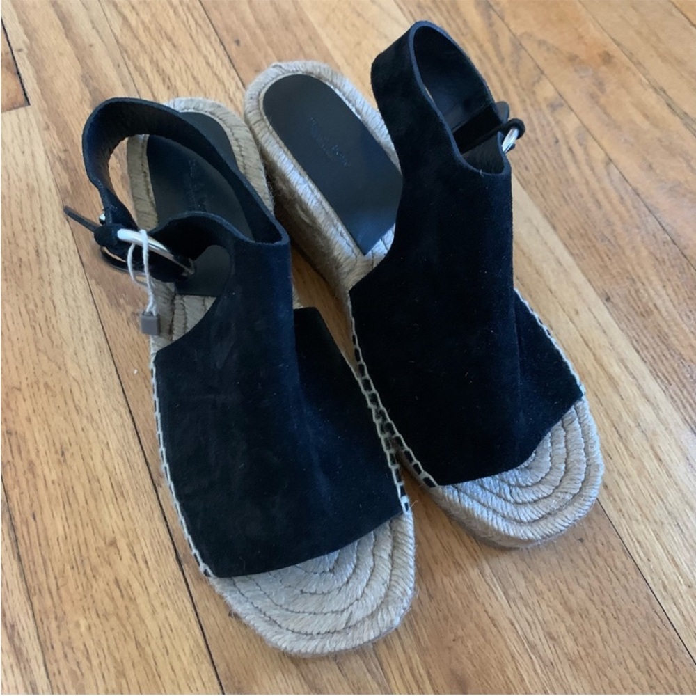 NWOT Rag & Bone | Black Suede Calla Wedge Espadrilles | Size EU 37 / US 7 - Picture 4 of 6